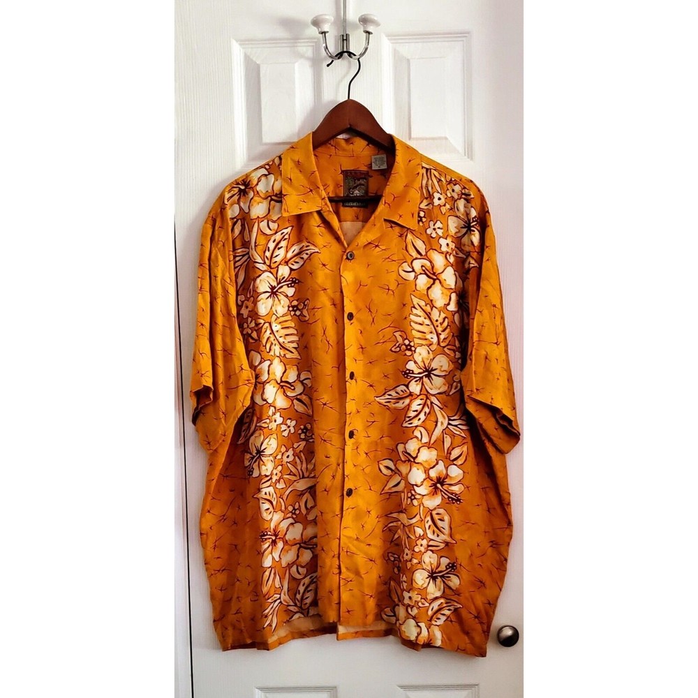 Pineapple Connection Short Sleeve Button Up Hibiscus Floral Hawaiian Shirt Sz XL